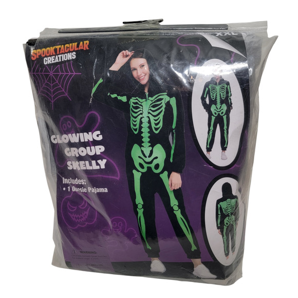 Spooktacular Creations Glowing Skelly Pajama One Piece Womens XXL Skeleton - Picture 1 of 7